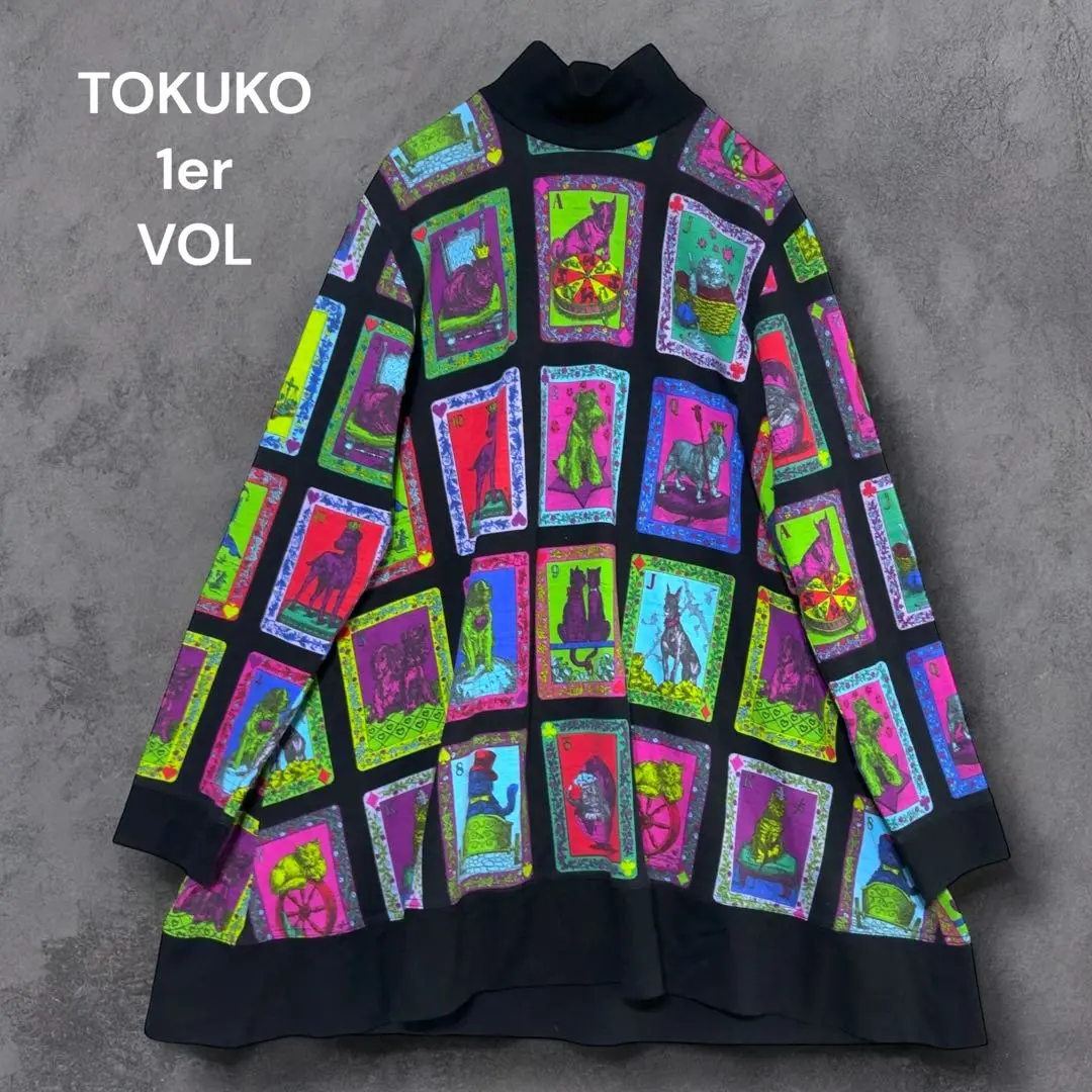 『美品』⭐️トクコプルミエヴォル⭐️黒地に木やお花鳥等柄裾レース豪華チュニック❣️ 美品』⭐️トクコプルミエヴォル⭐️黒地に木やお花鳥等柄裾