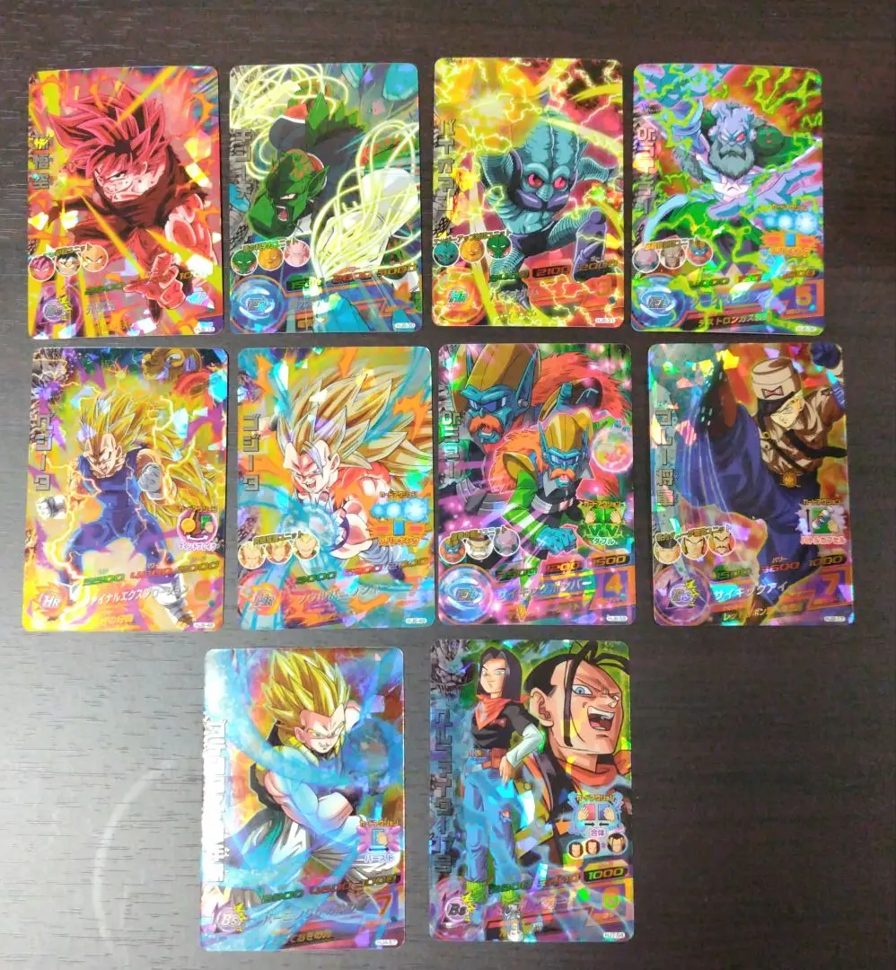 Thumbnail of Dragon Ball Heroes cards: Son Goku HJ6-13 and 9 others, total of 10 cards, 3 stars
