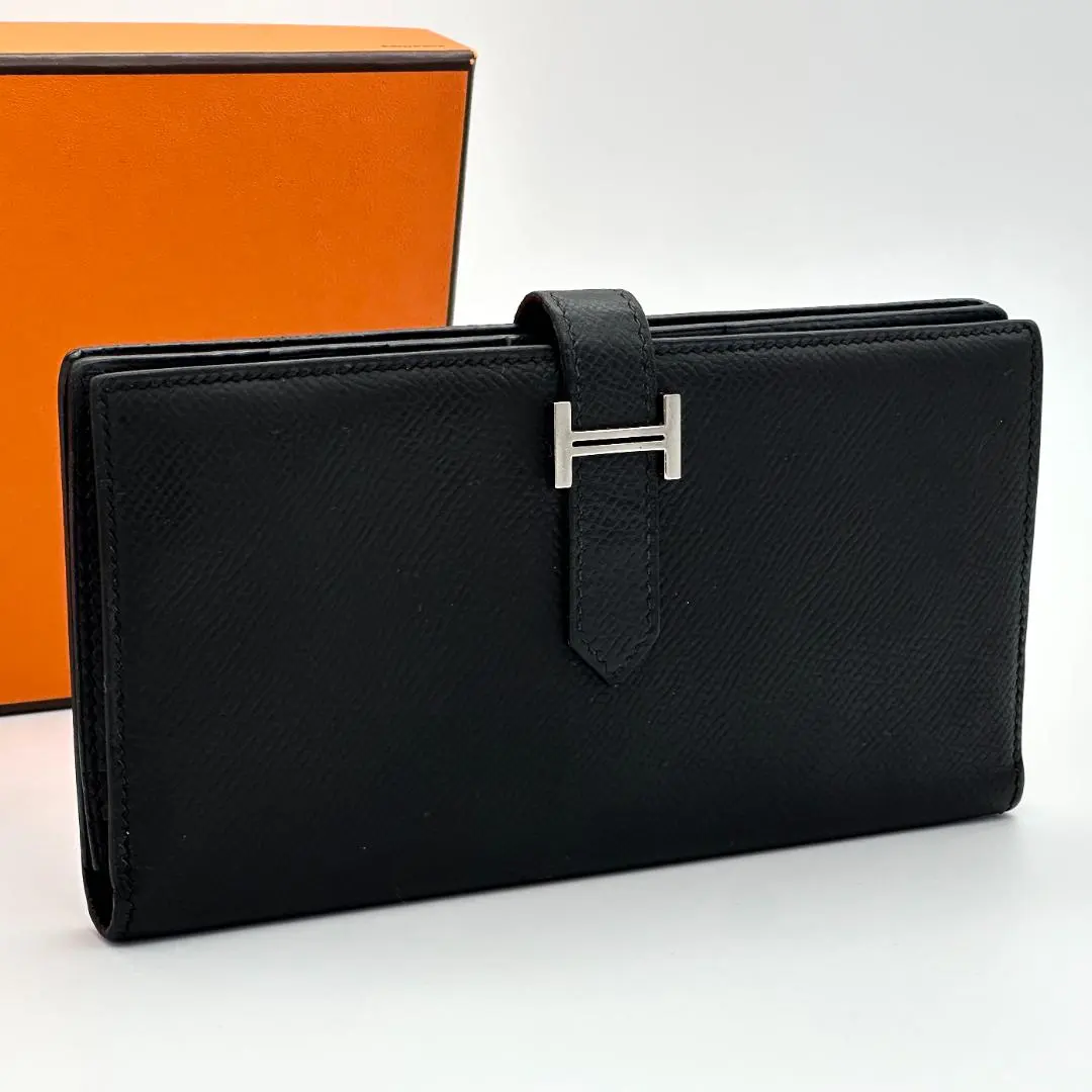 Thumbnail of 【Excellent Condition】HERMES Bearn Soufflet Epsom Black □K Long Wallet