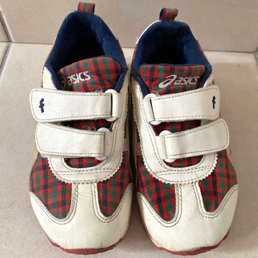 【新品同様・箱付き】アシックス × familiar スニーカー　赤　19.5㎝ 新品、箱付き】アシックス × familiar スニーカー赤19.5㎝