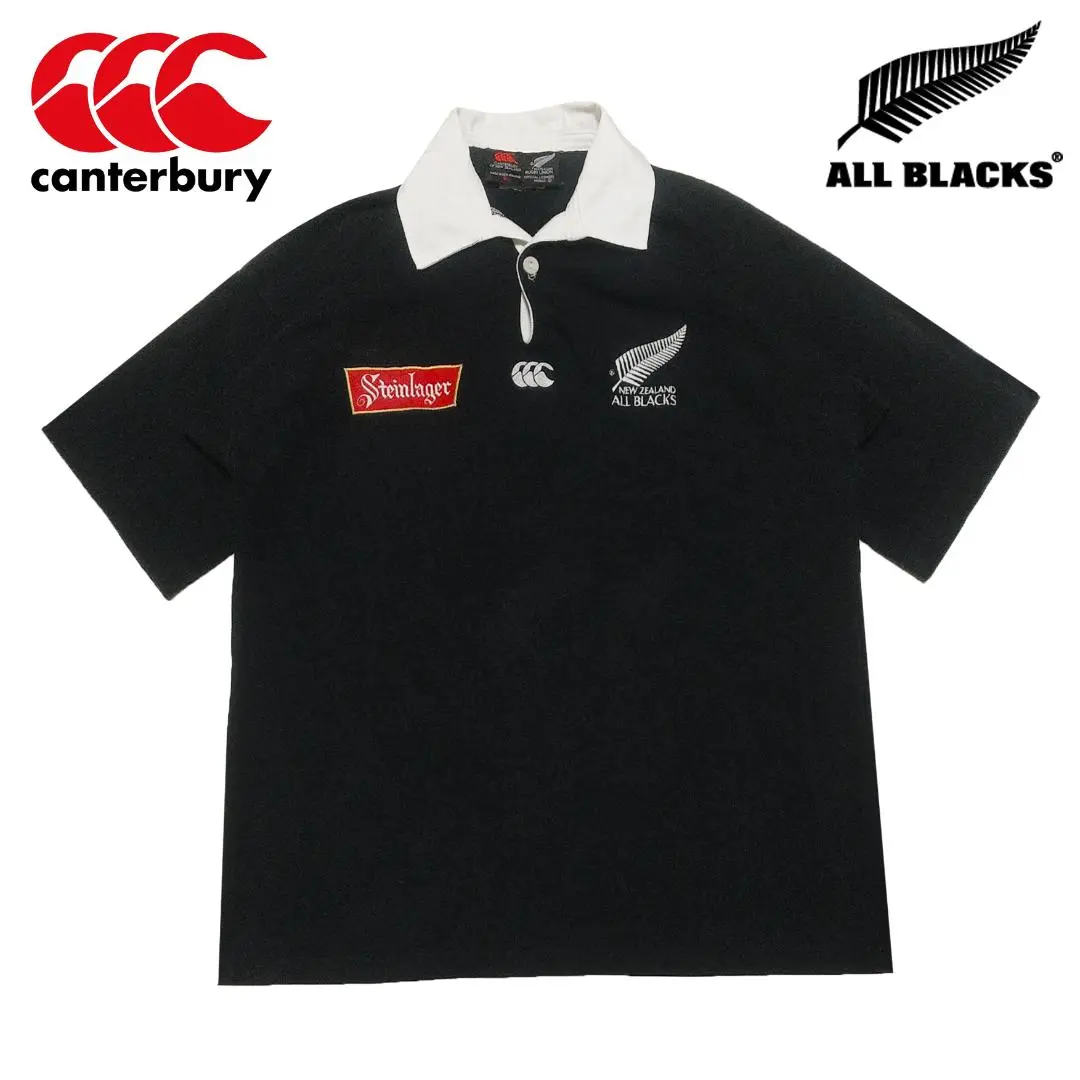 canterbury 90s オールブラック　スタインラガー　半袖　ポロシャツ CANTERBURY ニュージーランド代表オールブラックス 半袖ラガー