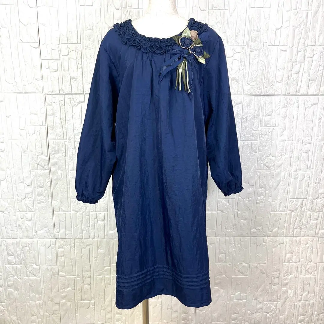 優雅海軍藍✨ at home 連衣裙 附花邊裝飾◎ 【1162】 的縮圖