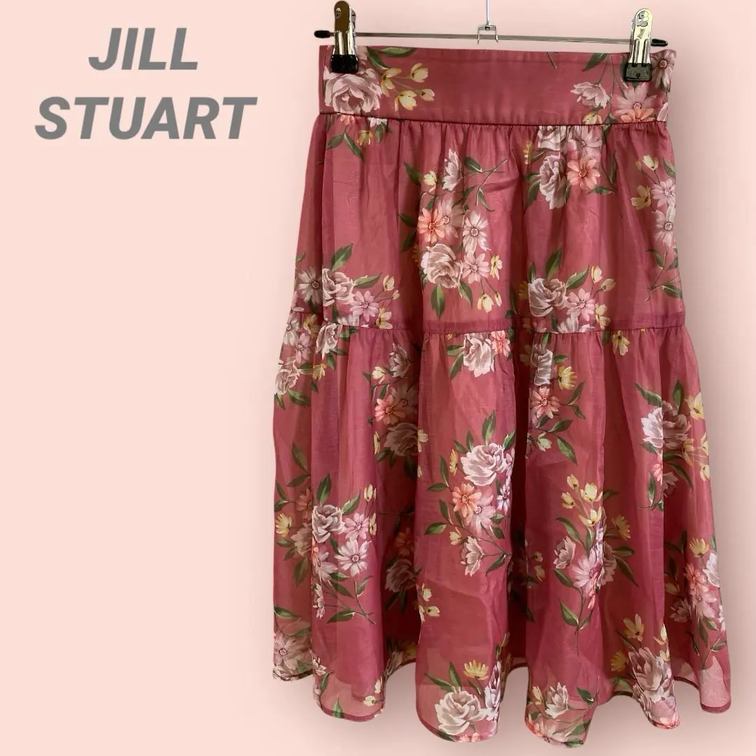 Thumbnail of JILL STUART Flare Skirt, Knee Length, Chiffon, Floral, Pink, Women's S