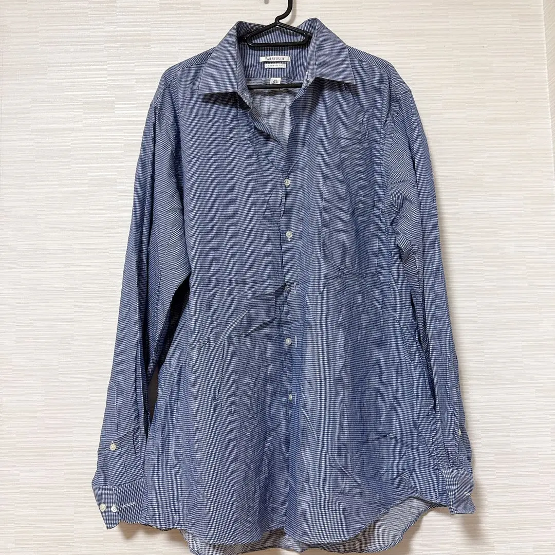 Van Heusen 經典剪裁 長袖襯衫 海軍藍格紋 的縮圖