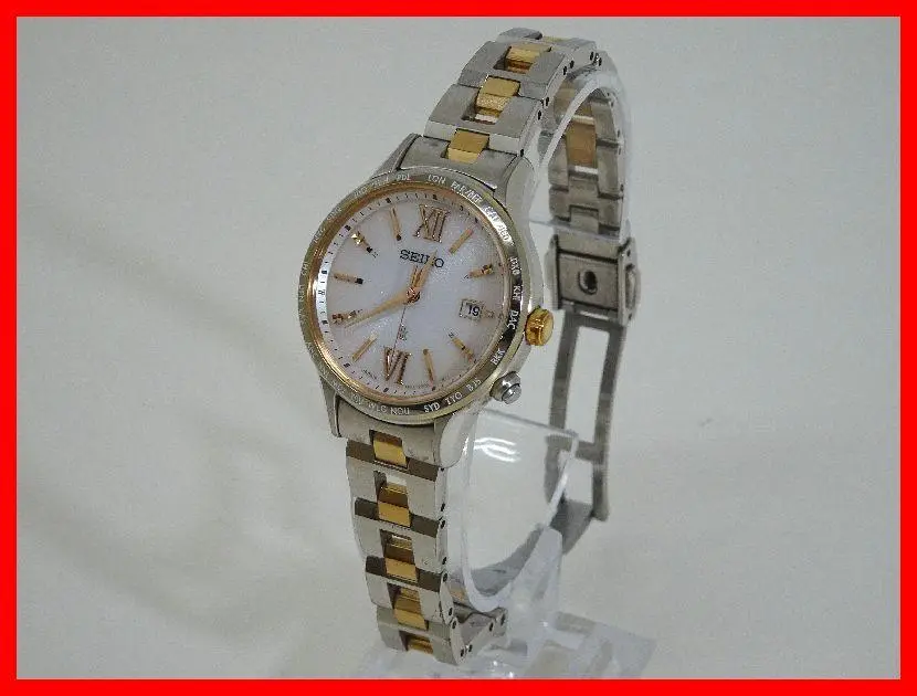 【美品】SEIKO ルキア 腕時計 1B35-0AB0 電波ソーラー コンビ SEIKO ルキア 1B35 腕時計