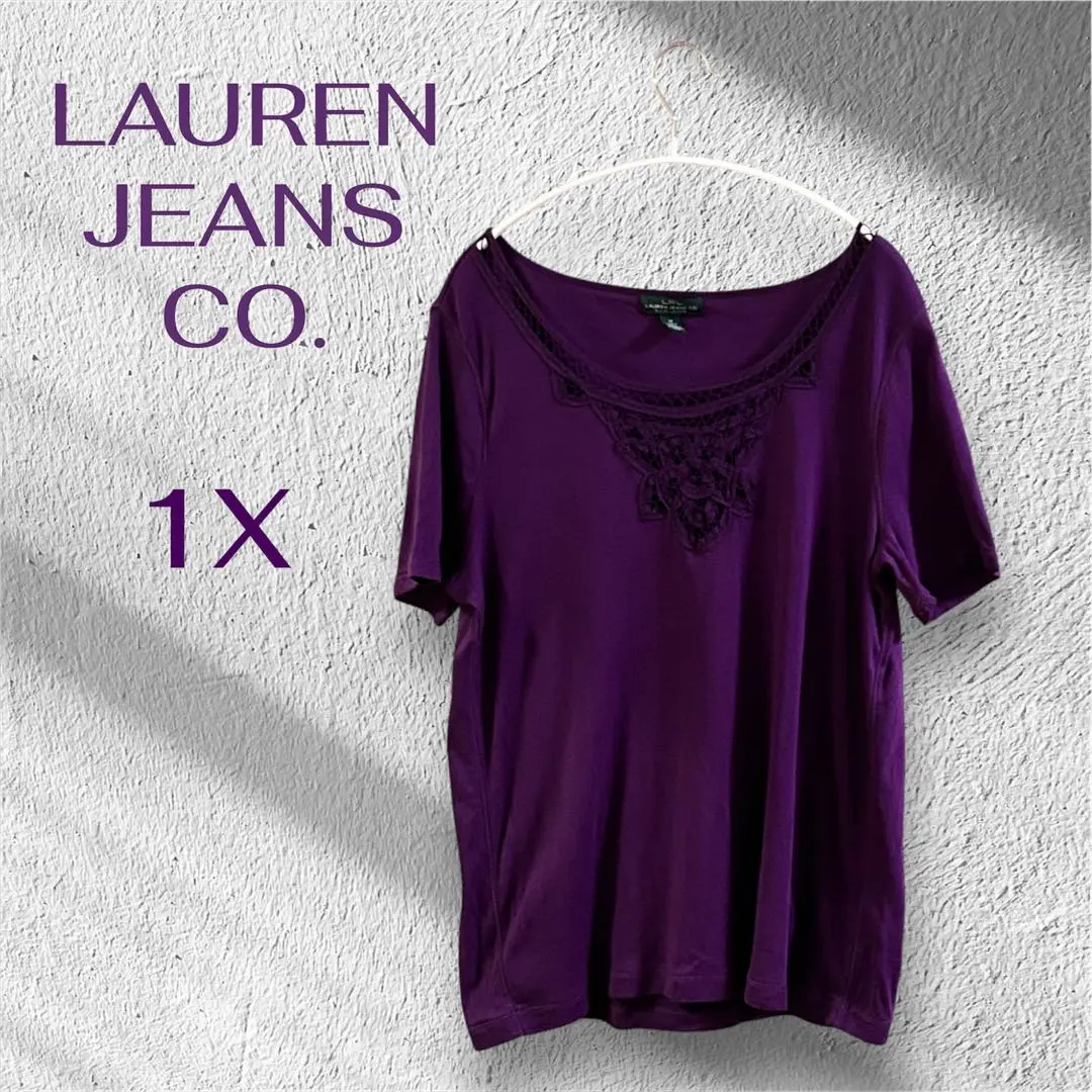 LAUREN JEANS CO. 紫色 T恤 1X 的縮圖
