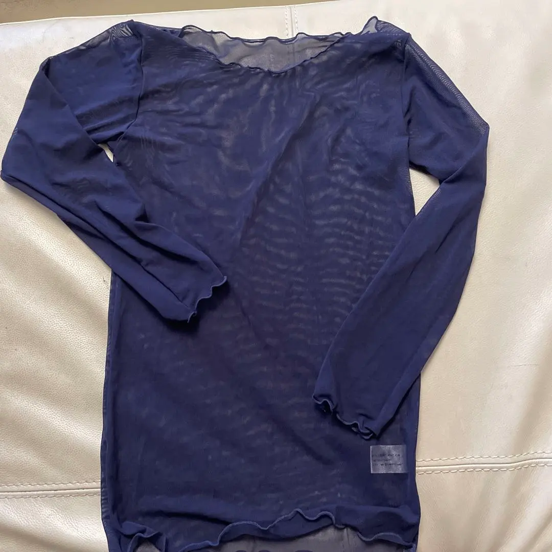 Thumbnail of Sheer navy V-neck long-sleeved top