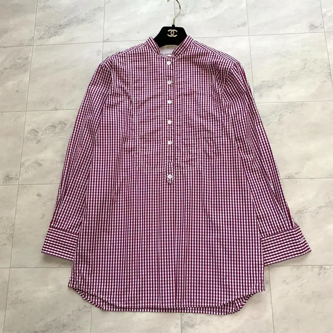 美品♡ セリーヌ フィービー期 タキシードシャツ　長袖シャツ 赤 34 CELINE - 美品 セリーヌ CELINE フィービー期 タキシードシャツ