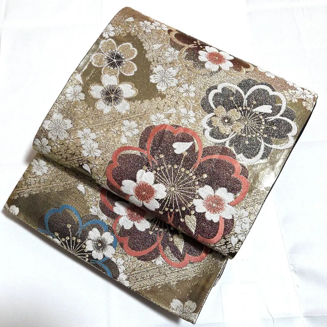 Thumbnail of B5 ◆ Kimono Relaxing: Cherry Blossom Pattern, Gold Thread, Six-Panel, Formal Fukuro Obi for Furisode (Formal Long-Sleeved Kimono), Silk
