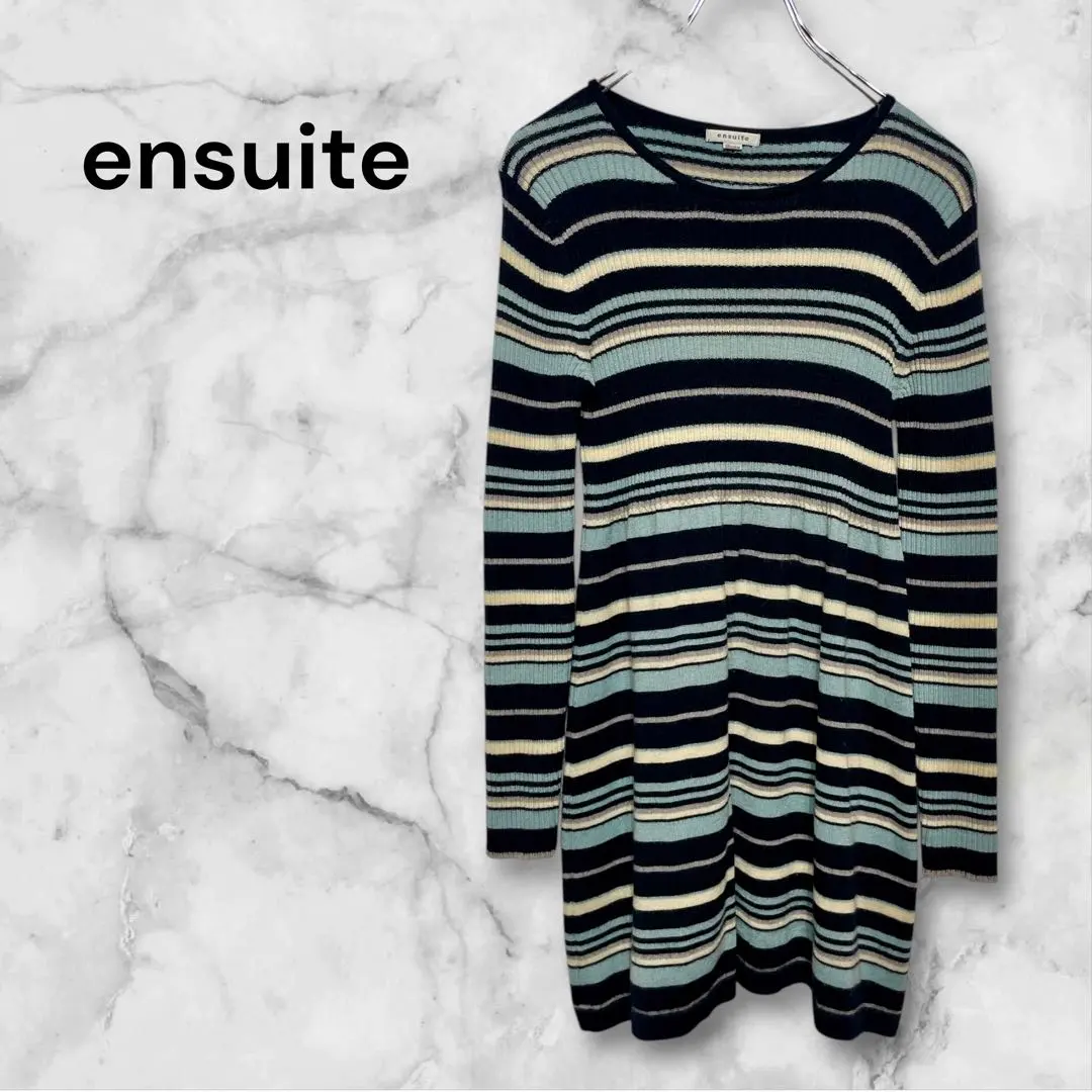 Thumbnail of Ensuite knee-length dress long sleeve knit sweater boat neck M
