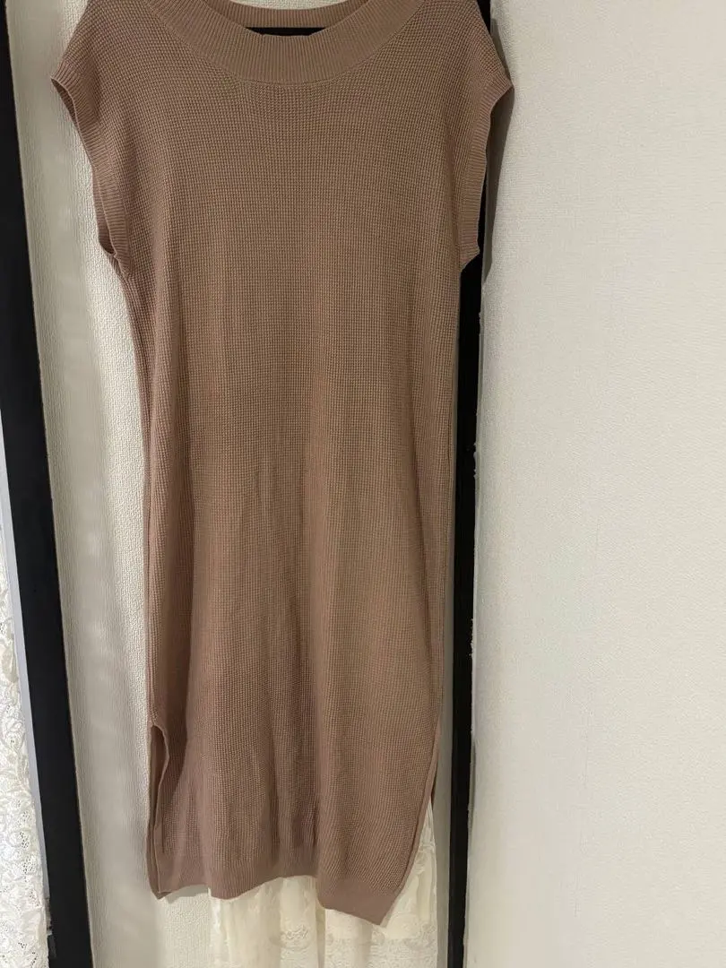 Thumbnail of Beige sleeveless dress and white slip dress set