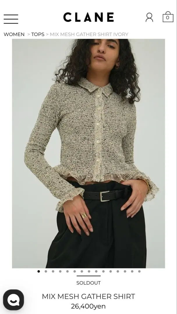 クラネ　CLANE MIX MESH GATHER SHIRT サイズ1 クラネ CLANE MIX MESH GATHER SHIRT サイズ1