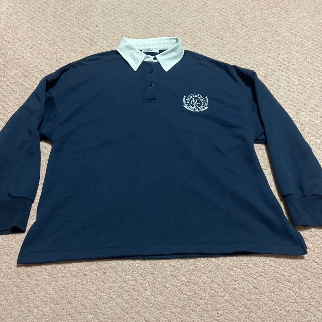 長袖 帶領上衣 海軍藍 無內裡起毛 M 尺寸 的縮圖