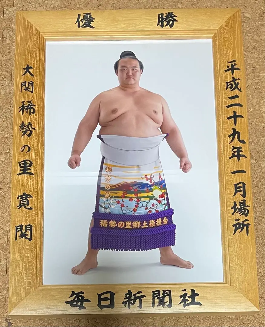 大関 稀勢の里 平成29年1月場所 優勝額(ミニチュア) 平成29（2017）年1月場所優勝 大関 稀勢の里寛関（初優勝