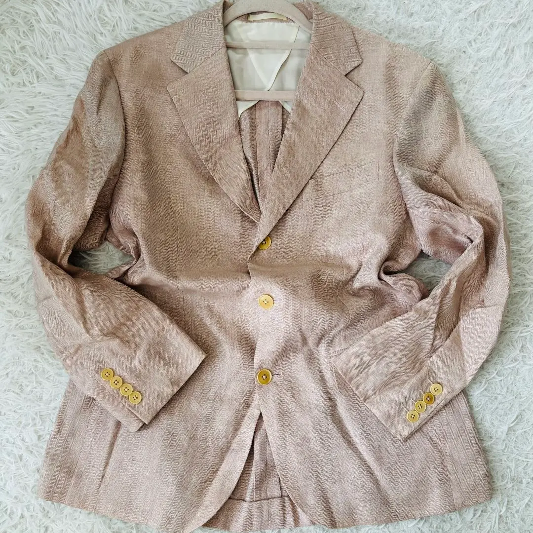 【新品級】BURBERRY London テーラードジャケット バーバリー　麻混 2025年最新】BURBERRY LONDON 素材：麻 テーラードジャケットの