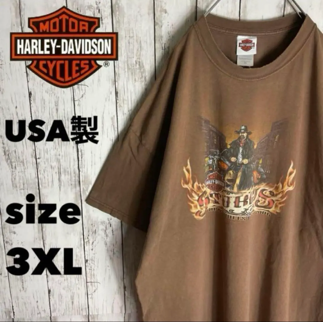 Thumbnail of Harley-Davidson USA Made T-shirt Brown Double-sided Print Vintage 3XL
