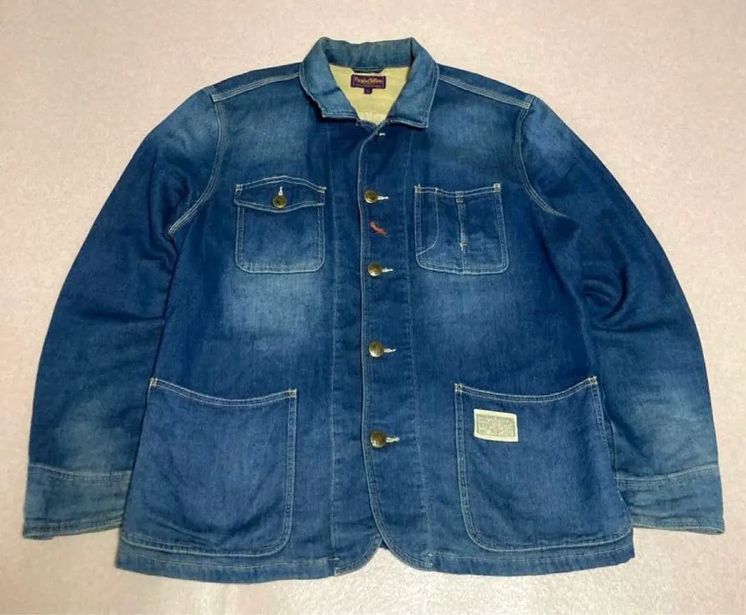 Thumbnail of Y2K purple & yellow stretch denim hunting jacket