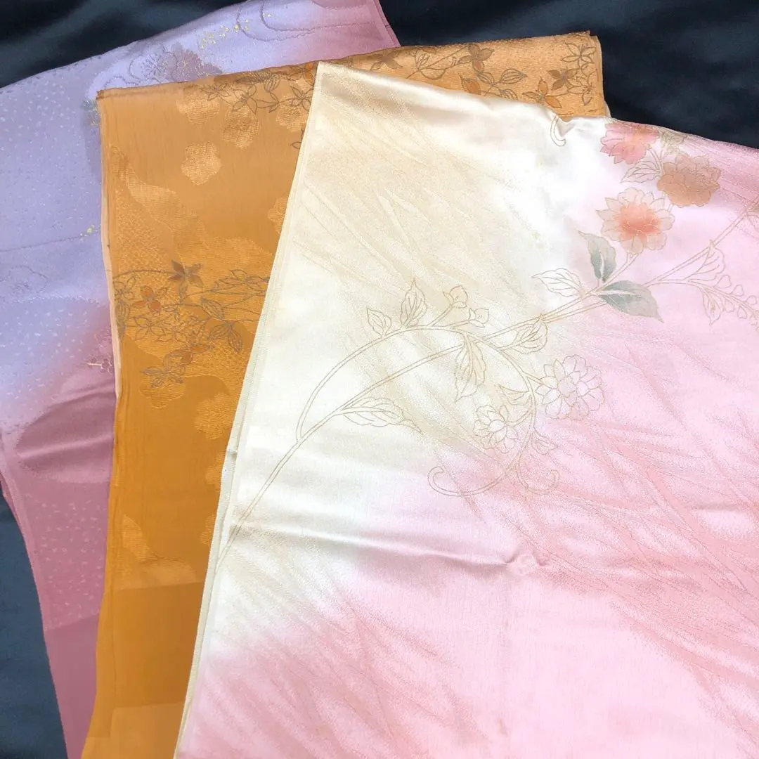 Thumbnail of [Price Reduced - Sold Out] 509mjf21 Obiage (Stomacher) 3-Piece Set for Sale - Remake Material, Gold Leaf, Textured Pattern