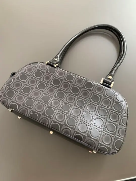 Thumbnail of Ferragamo handbag, black x gray