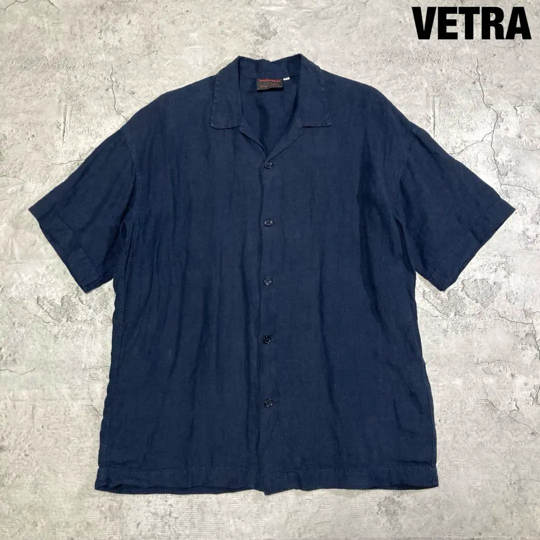 Vetra リネン カバーオール ネイビー 42　麻100 フレンチワーク Vetra リネン カバーオール ネイビー 42 麻100 フレンチワーク