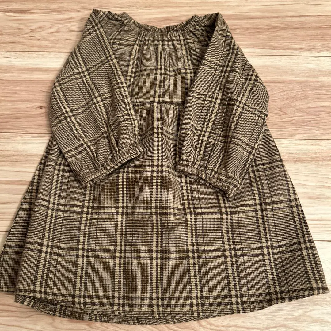 Thumbnail of Checkered Flare Dress (Balloon Sleeves) - petit main