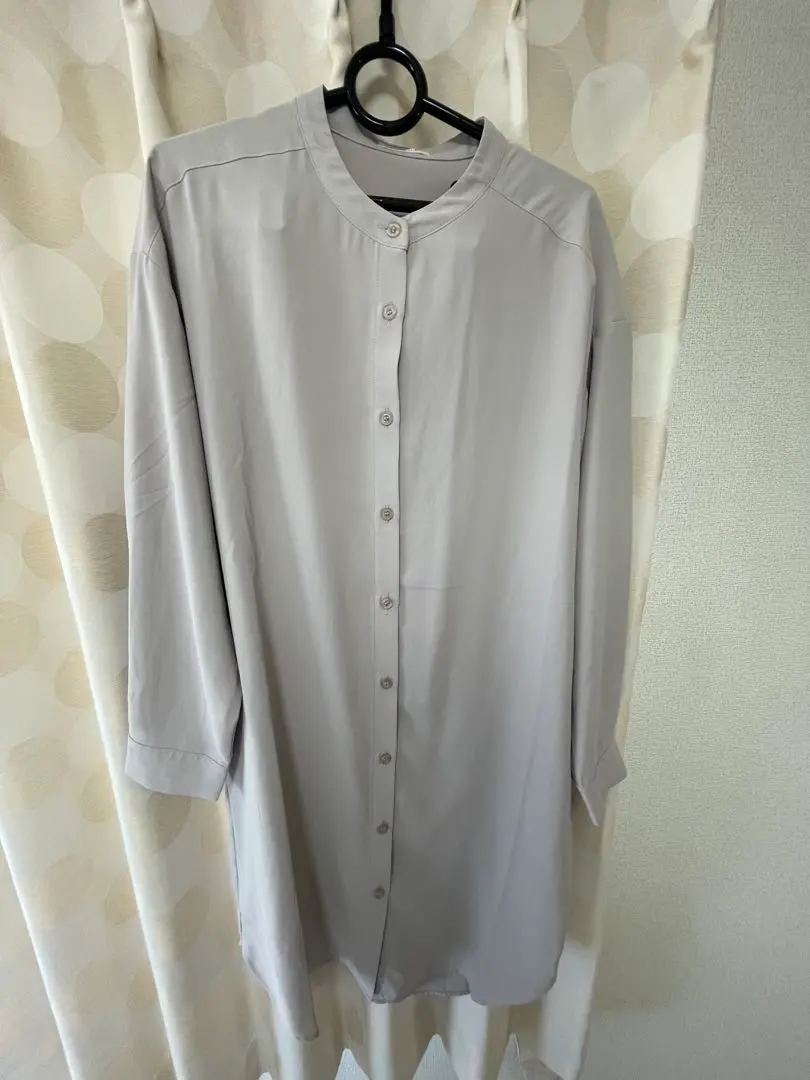 Thumbnail of Gray long-sleeved button-down shirt dress
