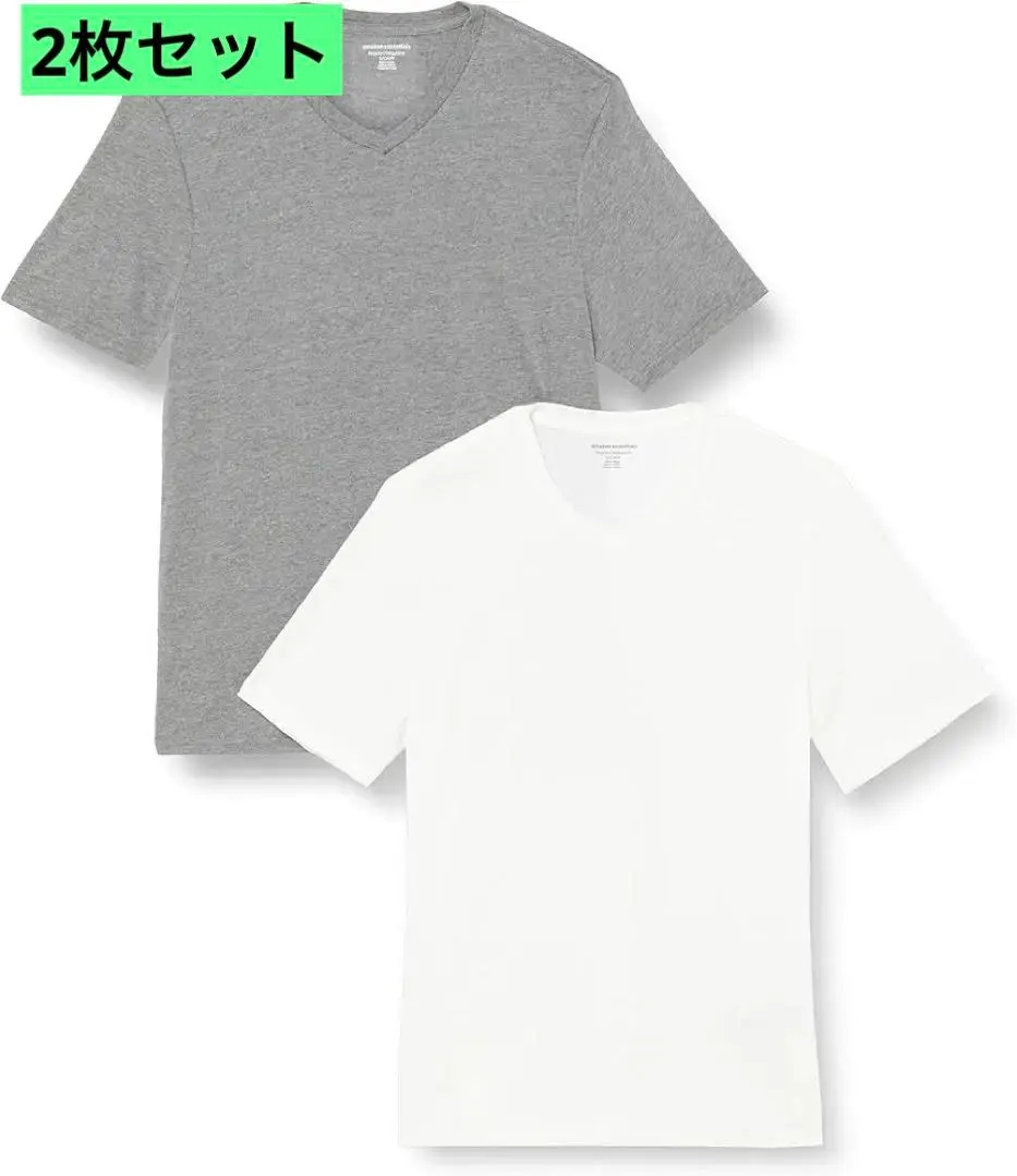 Thumbnail of T-shirt V-neck Regular fit Short sleeve Men's White Gray