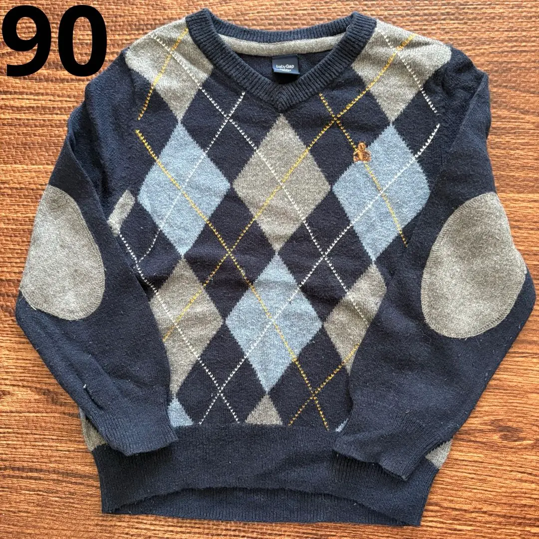 菱格紋針織毛衣 GAP 90cm 男寶寶 長袖 的縮圖