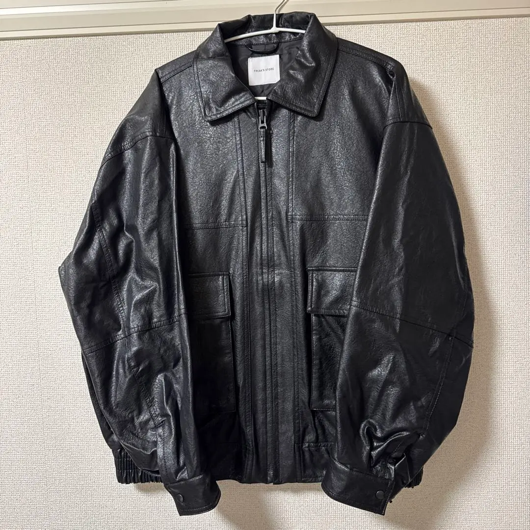 Thumbnail of FREAK'S STORE Black Leather Jacket Zip-up