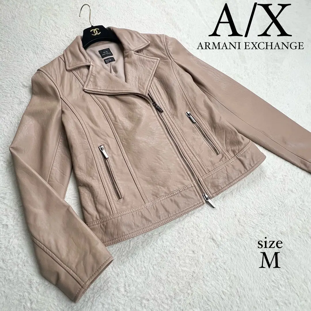 fars・アルマーニエクスチェンジ　シープレザーライダース　黒 XS ARMANI EXCHANGE レザージャケット ライダース 「A|X アルマーニ
