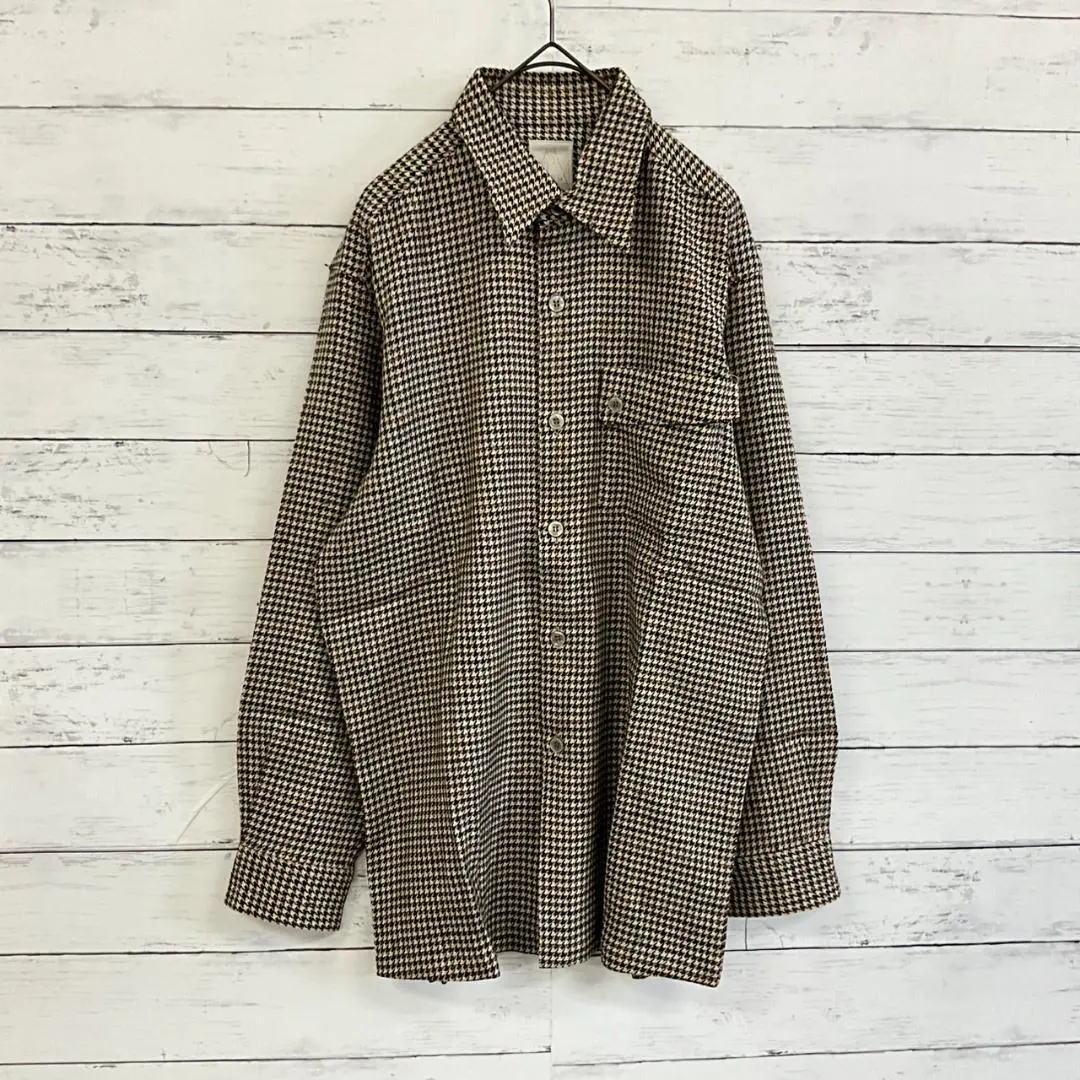 Thumbnail of COSTABRIN Long Sleeve Shirt Houndstooth Wool 100% Men's Gentleman Retro