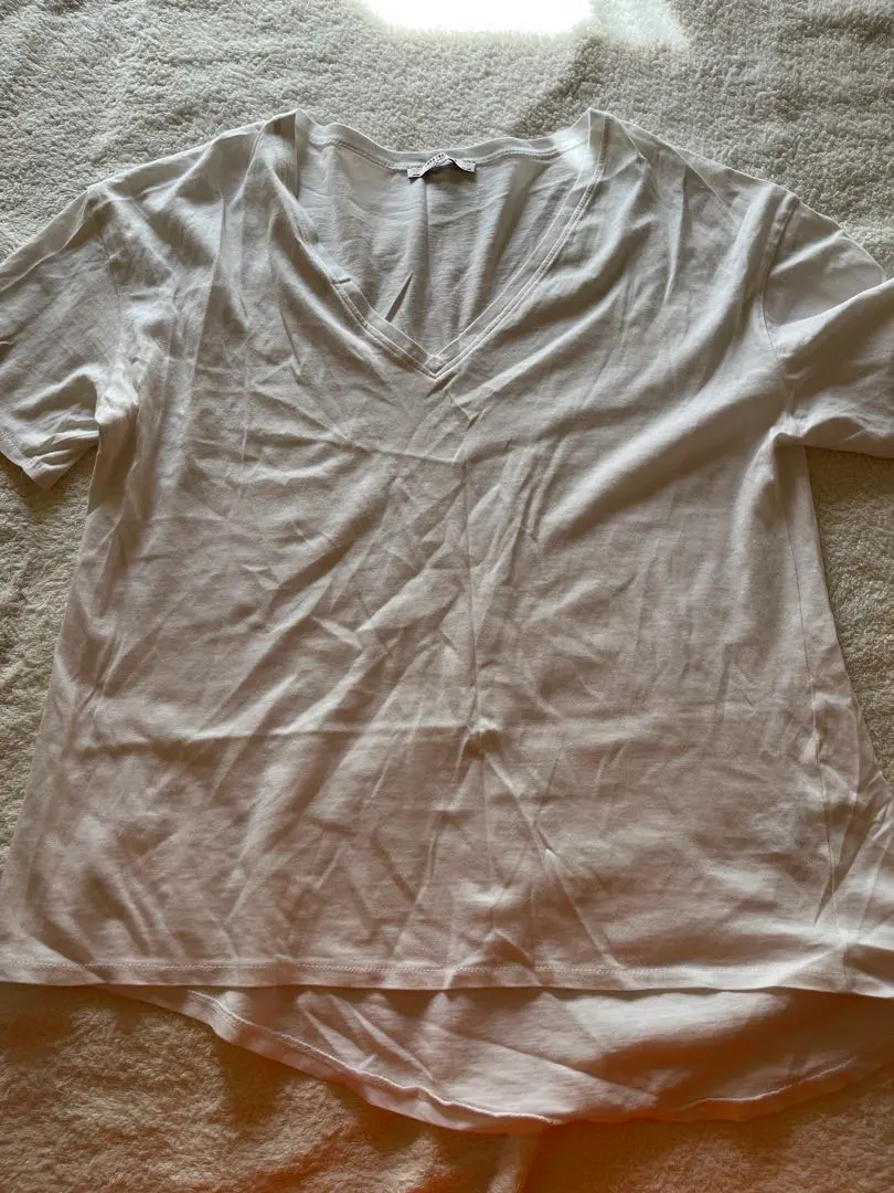 Thumbnail of ZARA TRAFALUC White V-Neck T-shirt M