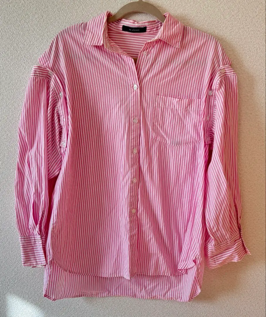 Thumbnail of w closet pink striped long-sleeved shirt