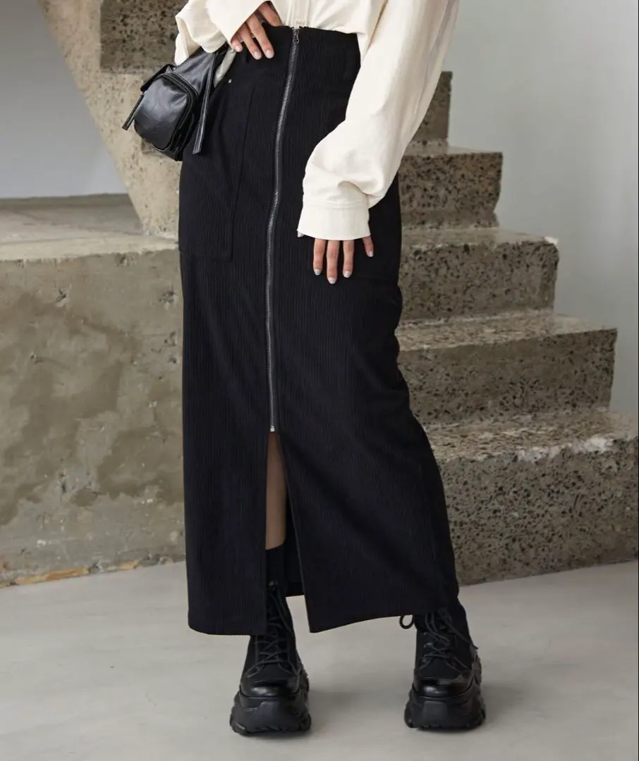 Thumbnail of PAGEBOY Corset Corduroy Skirt, Black