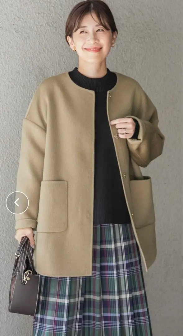 アーバンリサーチドアーズ　着用感のない美品　ノーカラー　ウールミドルコート アーバンリサーチドアーズ 着用感のない美品 ノーカラー ウール