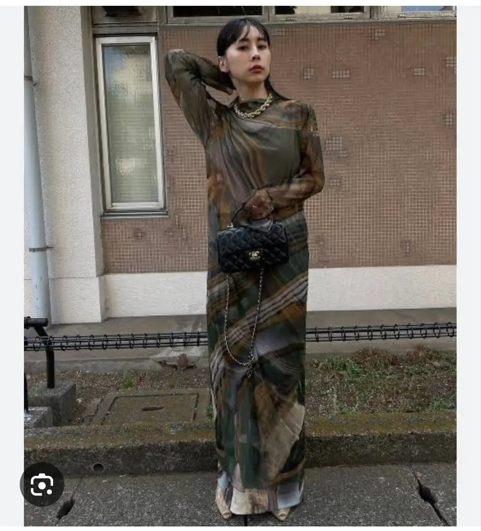 Ameri（アメリ）の「CROOKED STRATUM SHEER DRESS（ワンピース