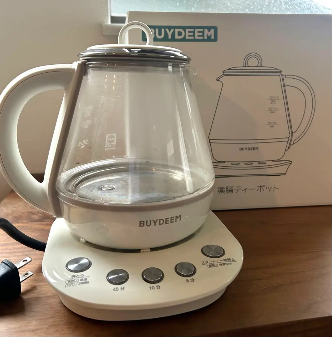 未使用 BUYDEEM 薬膳ティーポット 1L 白 K2202 薬膳レシピ付き BUYDEEM 薬膳ティーポット 1.0L ホワイト レシピ付き 薬膳 漢方