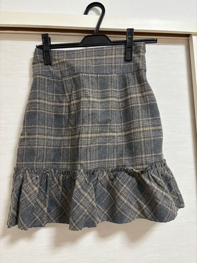 Thumbnail of Gray-toned check frill mini skirt