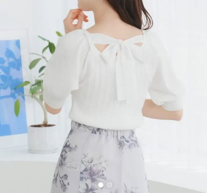 Thumbnail of Ribbon-tie Random Rib Square Knit