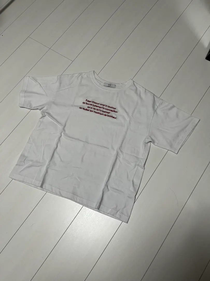 Thumbnail of Discoat Short Sleeve Embroidered Logo T-shirt, Free Size, White x Red