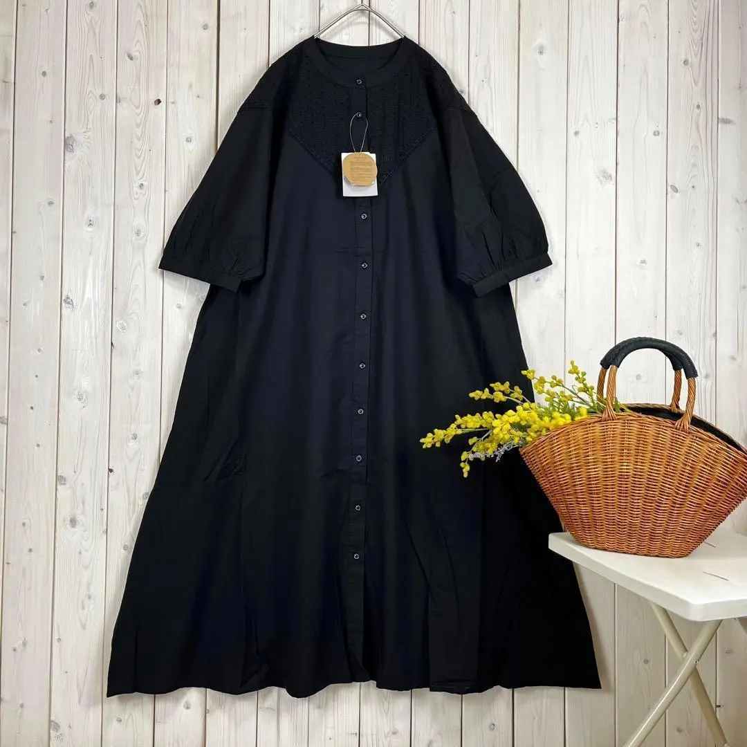 Thumbnail of New Shirt Dress Embroidered Cotton Black M to L