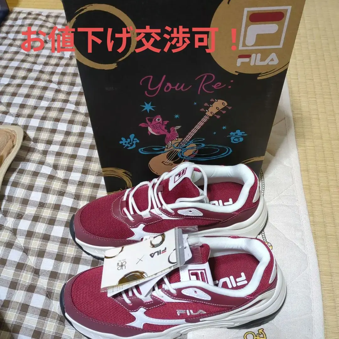 YUURI✖FILA コラボスニーカー/RED/ＷＨＴ／24.5センチ FILA×優里 コラボスニーカー レッド×ホワイト Alto3 24.0cm