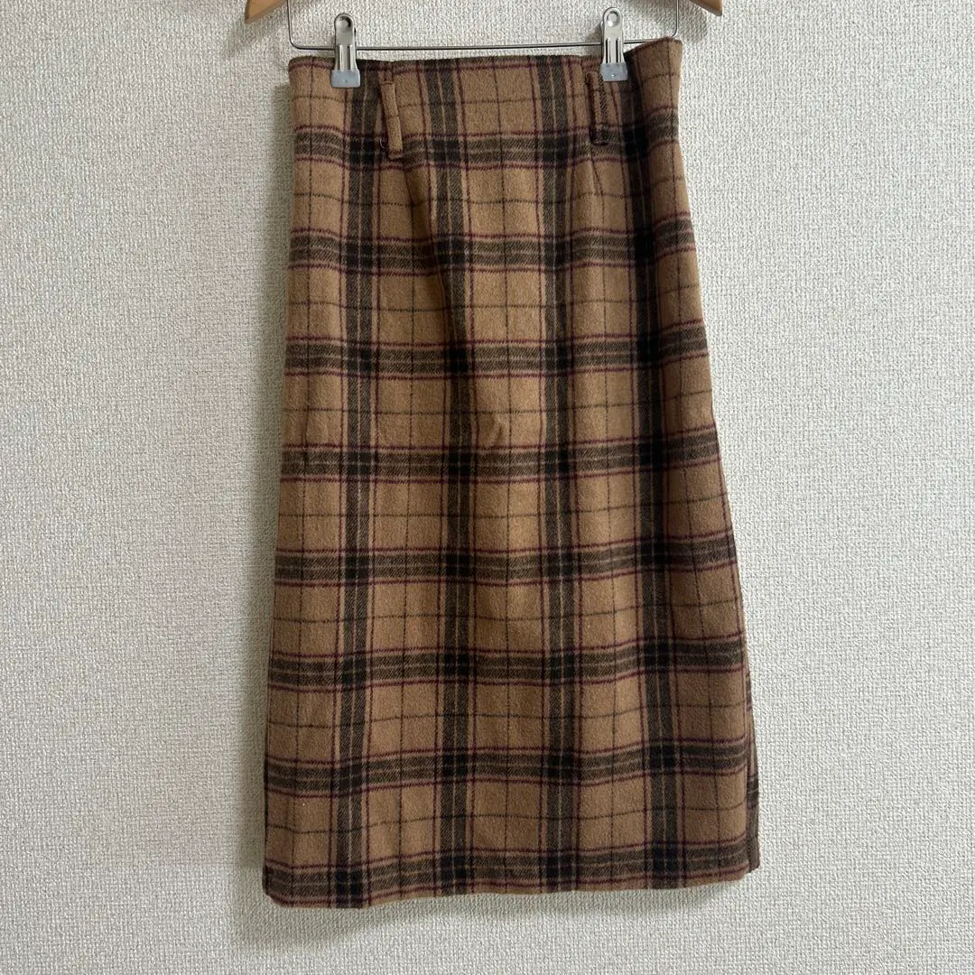Thumbnail of Checkered tight skirt, beige tones