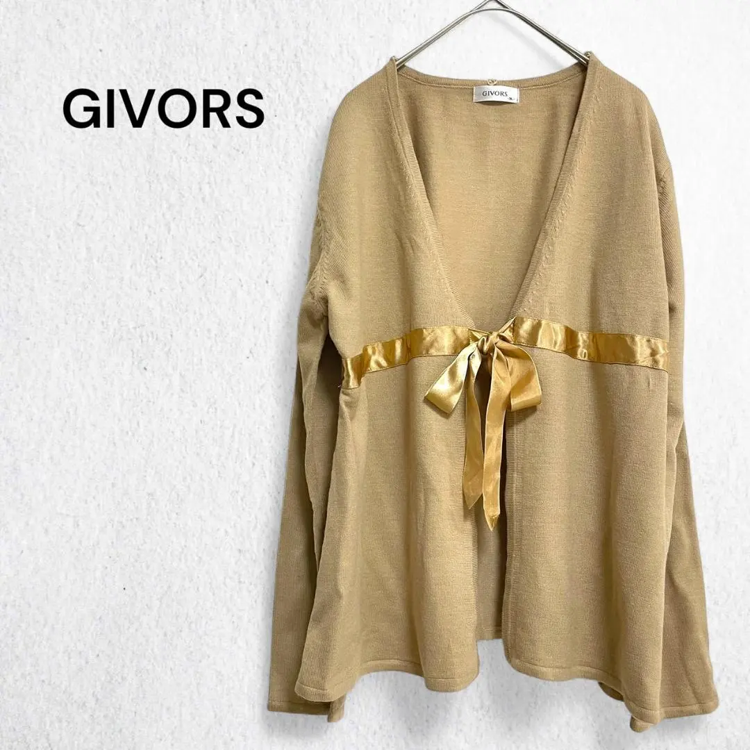 Thumbnail of GIVORS Satin Ribbon Cardigan - Buttonless, Wool Blend, V-Neck, Elegant