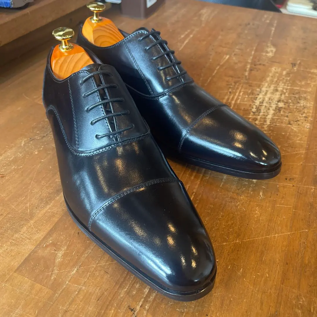 村田 原創 921010 直紋尖頭皮鞋 黑 25.5 的縮圖