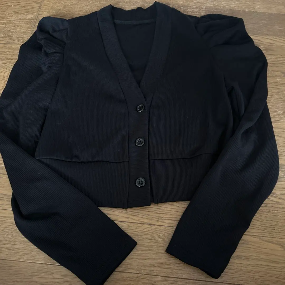 Thumbnail of DAZY Black Ribbed Cardigan M