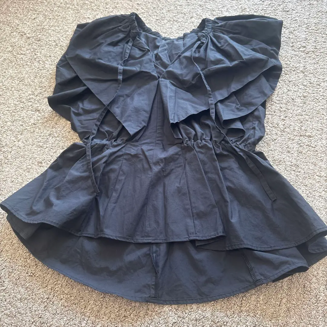 Thumbnail of ⭐︎ FRAY I.D Navy Frill Blouse Peplum Top Popular Spring Summer