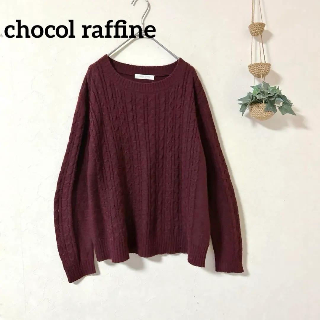 chocol raffine 酒紅色 針織毛衣 F 薄款 的縮圖