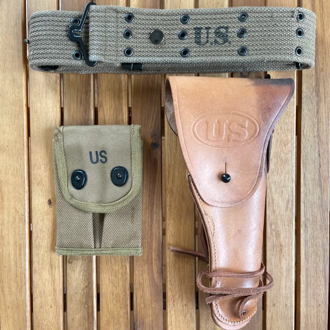 Amazon | アメリカ軍 US コルト M1911 M1916 本革製 茶 ブラウン