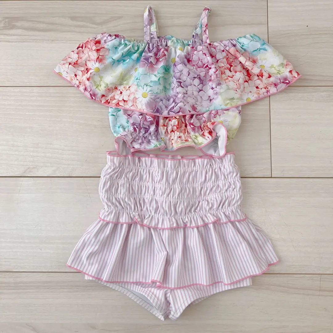 メゾピアノ　小花柄セパレート水着 小花柄セパレート水着(100 ラベンダー): キッズ - ナルミヤ